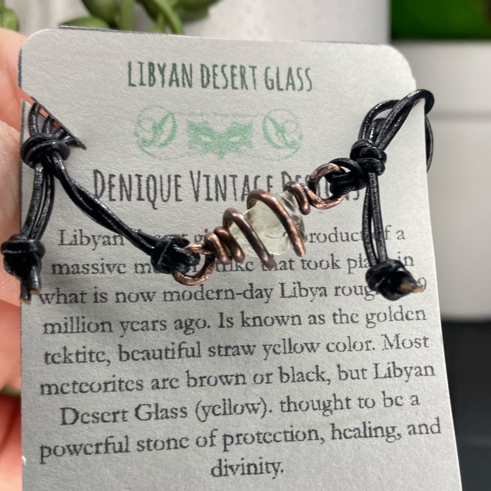 Wire Wrapped Raw Libyan Desert Glass cage adjustable friendship bracelet